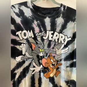 Tie dye Tom and Jerry long sleeve Tshirt, size L